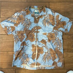 Tommy Bahama Blue and Brown Tropical Shirt